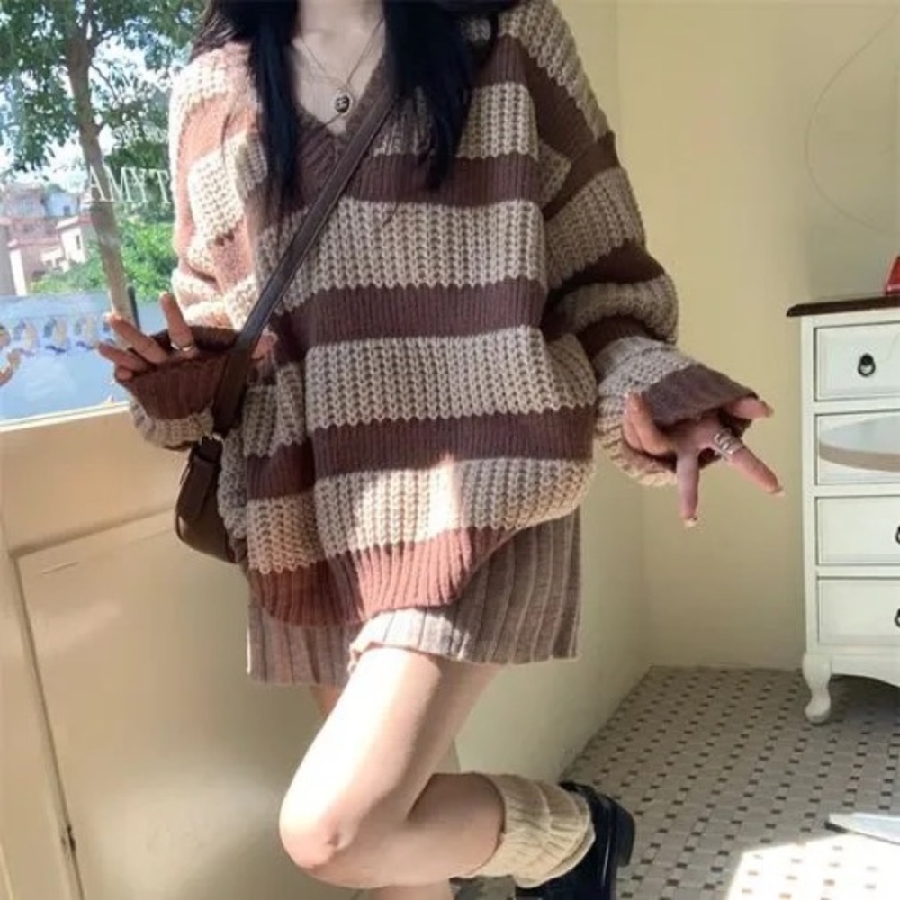 Knit Brown and Cream Sweater
